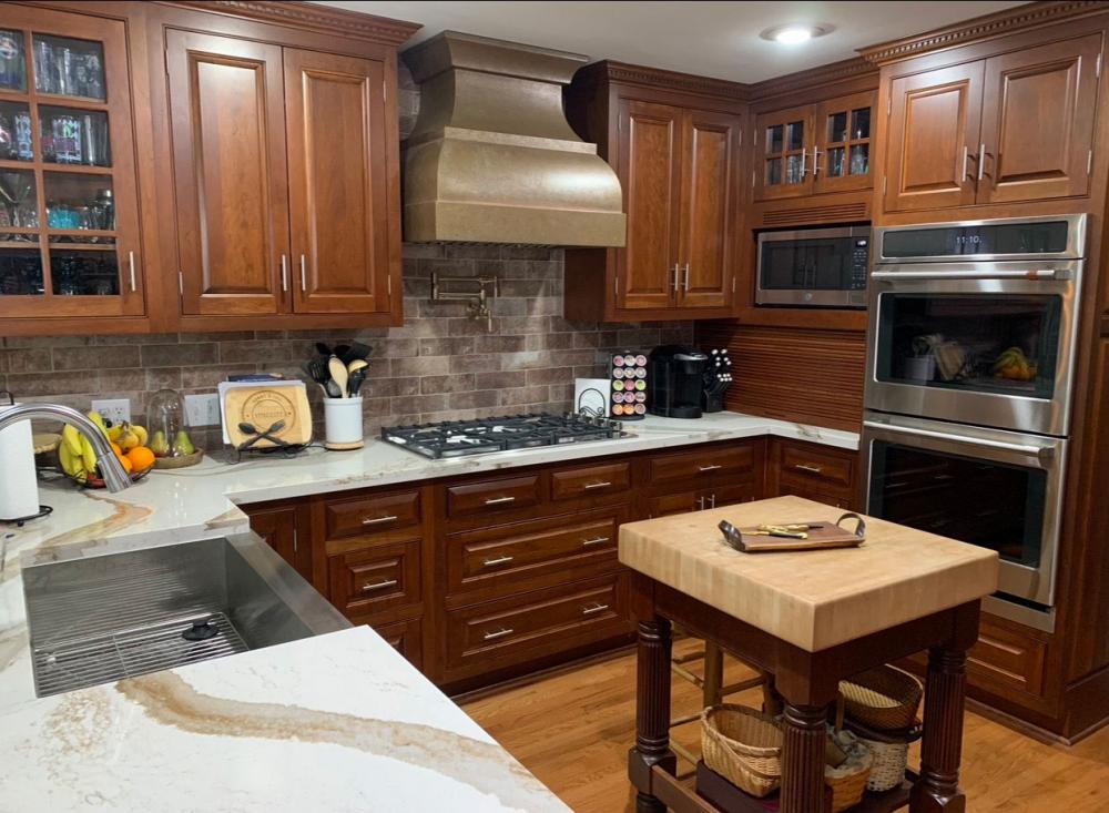 wood kitchen with kitchen island