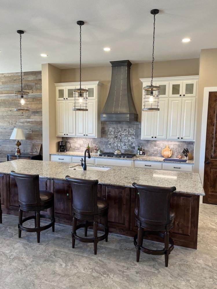 white cabinets rustic theme