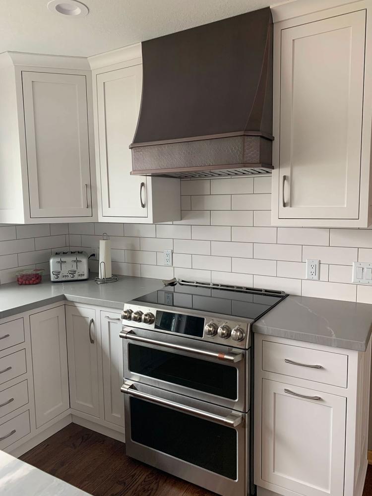 white and grey marble kitchen