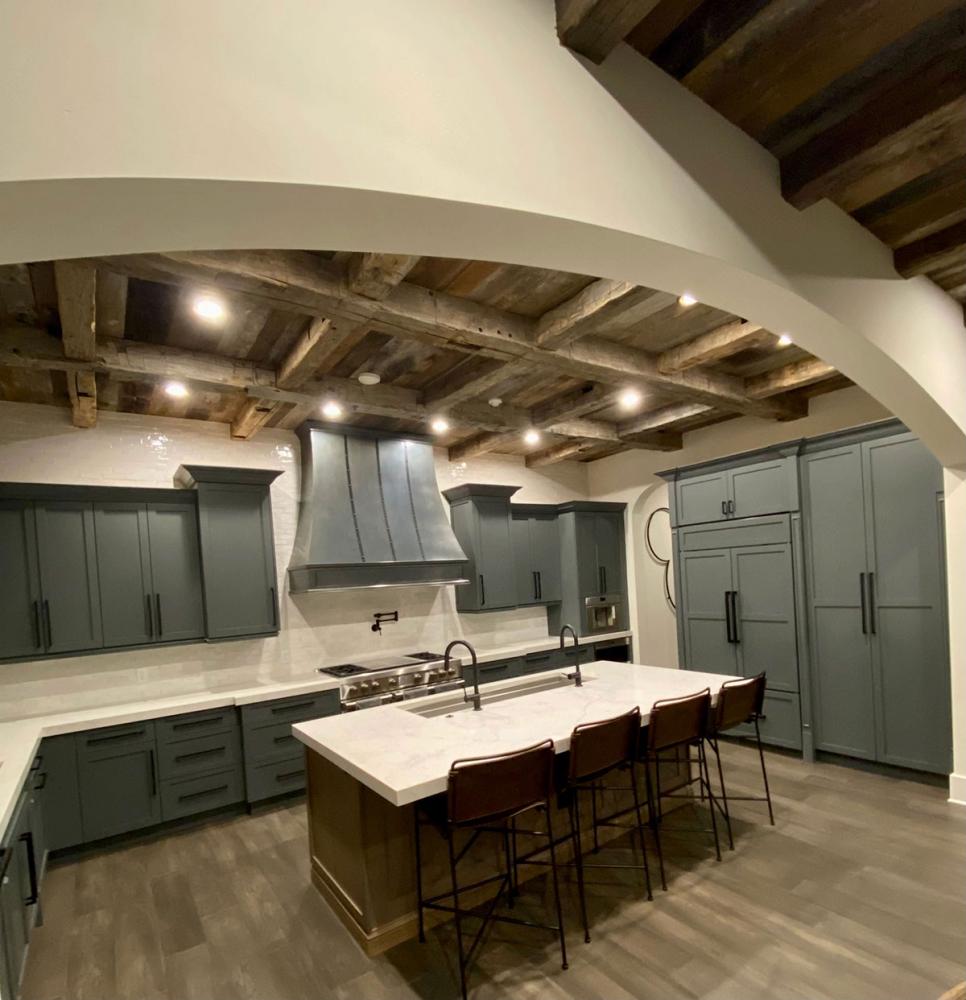 exposed wood ceiling kitchen