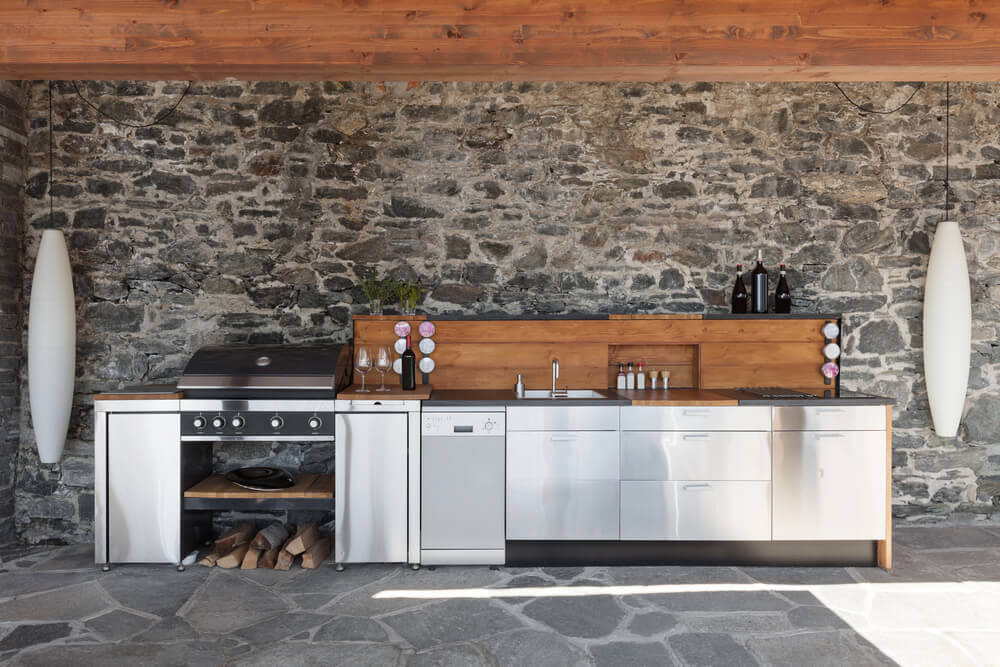 Weather resistant storage is important for an outdoor kitchen. 
