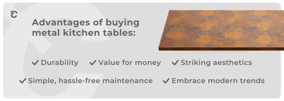 advantages of buying metal kitchen tables
