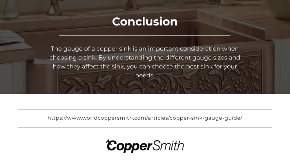 different copper sink gauge sizes