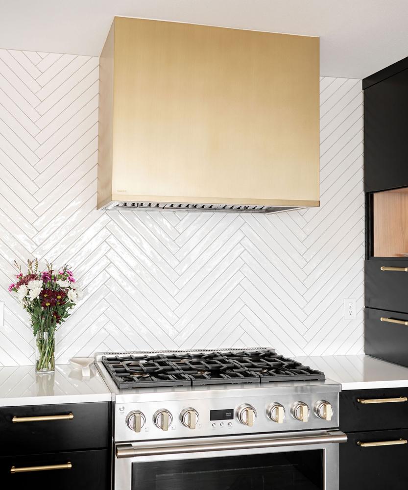 modern brass range hood