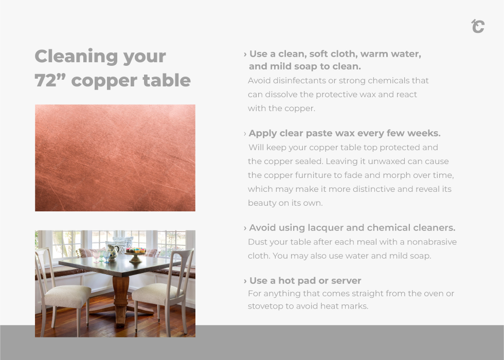 cleaning copper tables
