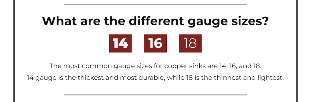 all copper sink gauge sizes 