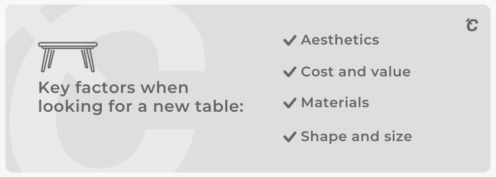 key factors when looking for a new table