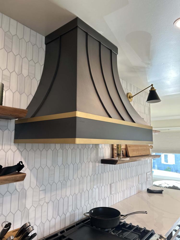 geometric white tile backsplash
