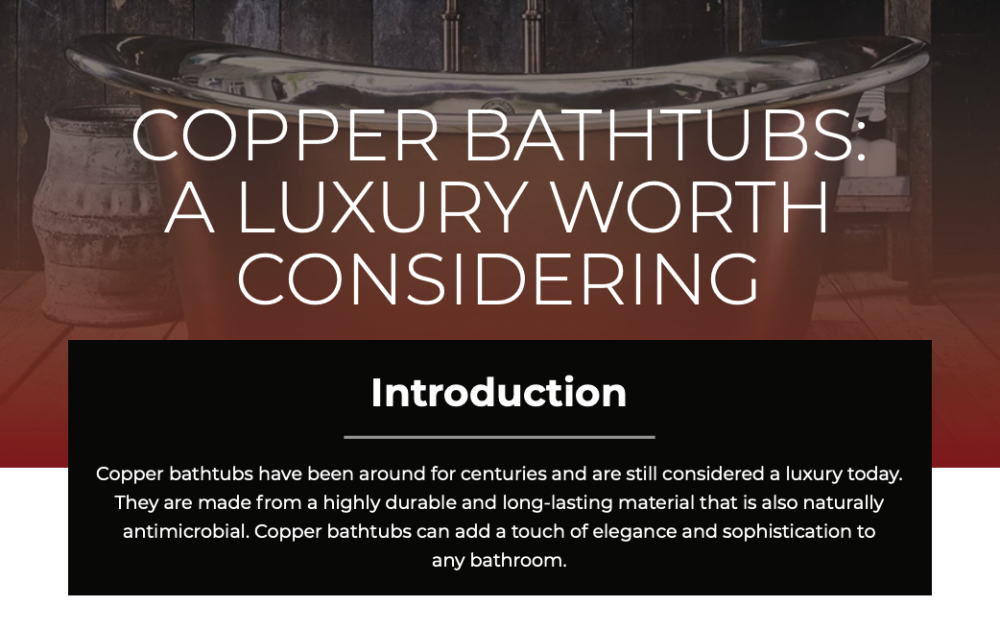 reasons to buy copper bathtub