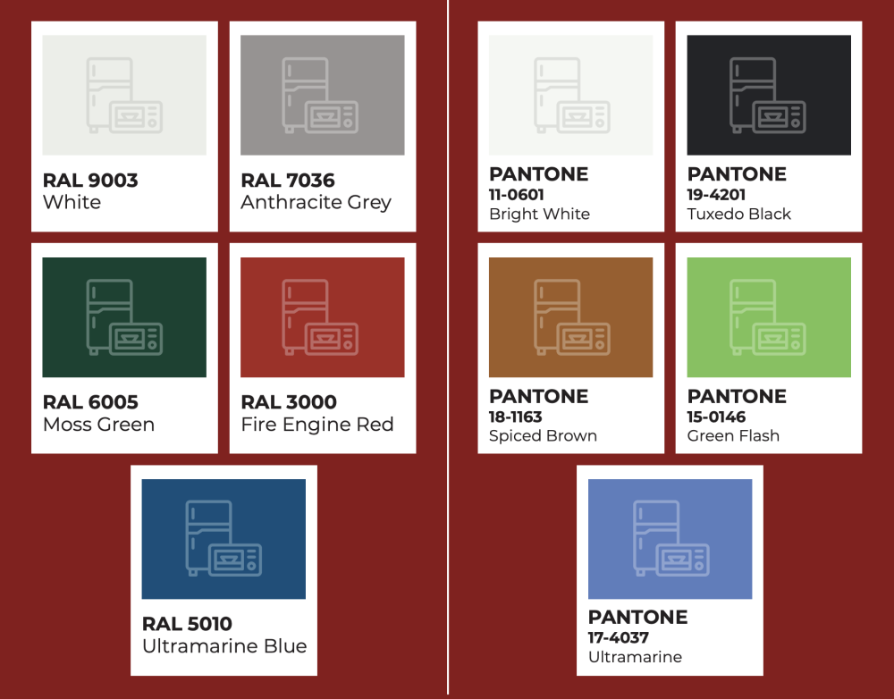 popular ral and pantone colors