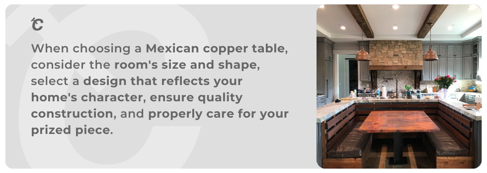 tips to consider before you buy a Mexican copper table