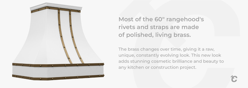 brass white range hood