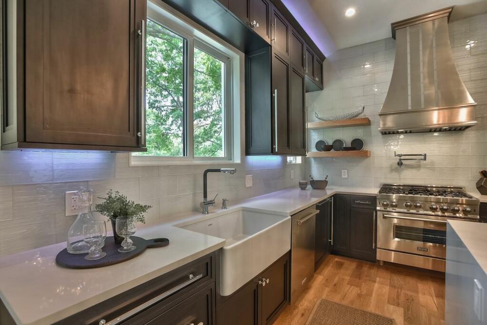 wood and stainless kitchen