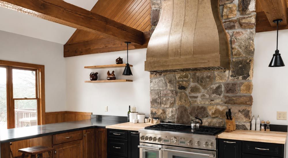Rustic Lodge with Brass Hood