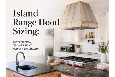 Island Range Hood Sizing: Capture Area, Ceiling Height, and CFM Calculator