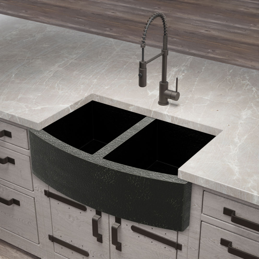 CopperSmith Rounded Hammered Farmhouse Sink