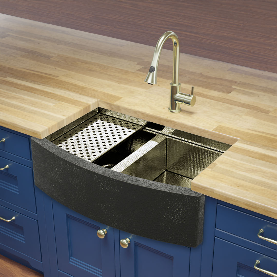 CopperSmith Rounded Brass Farmhouse Sink