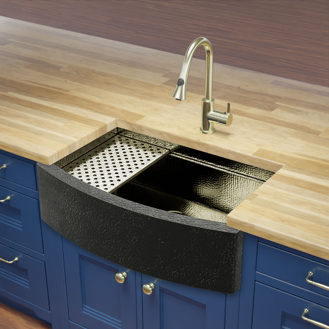 CopperSmith Rounded Brass Farmhouse Sink