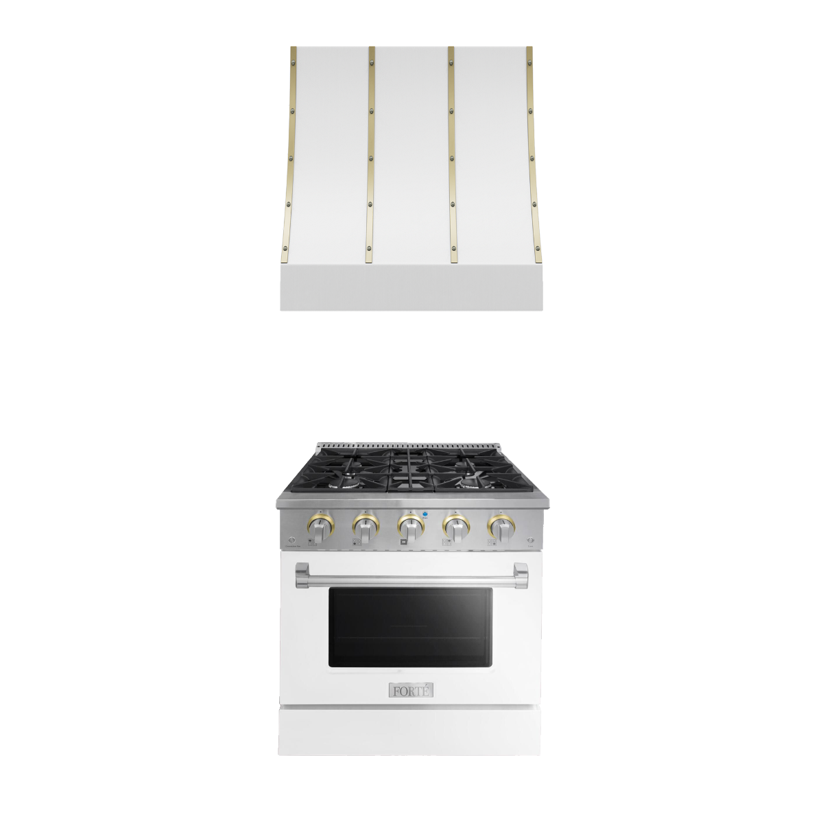 FORTÉ White, Brass, & Stainless Range with Premium CopperSmith Range