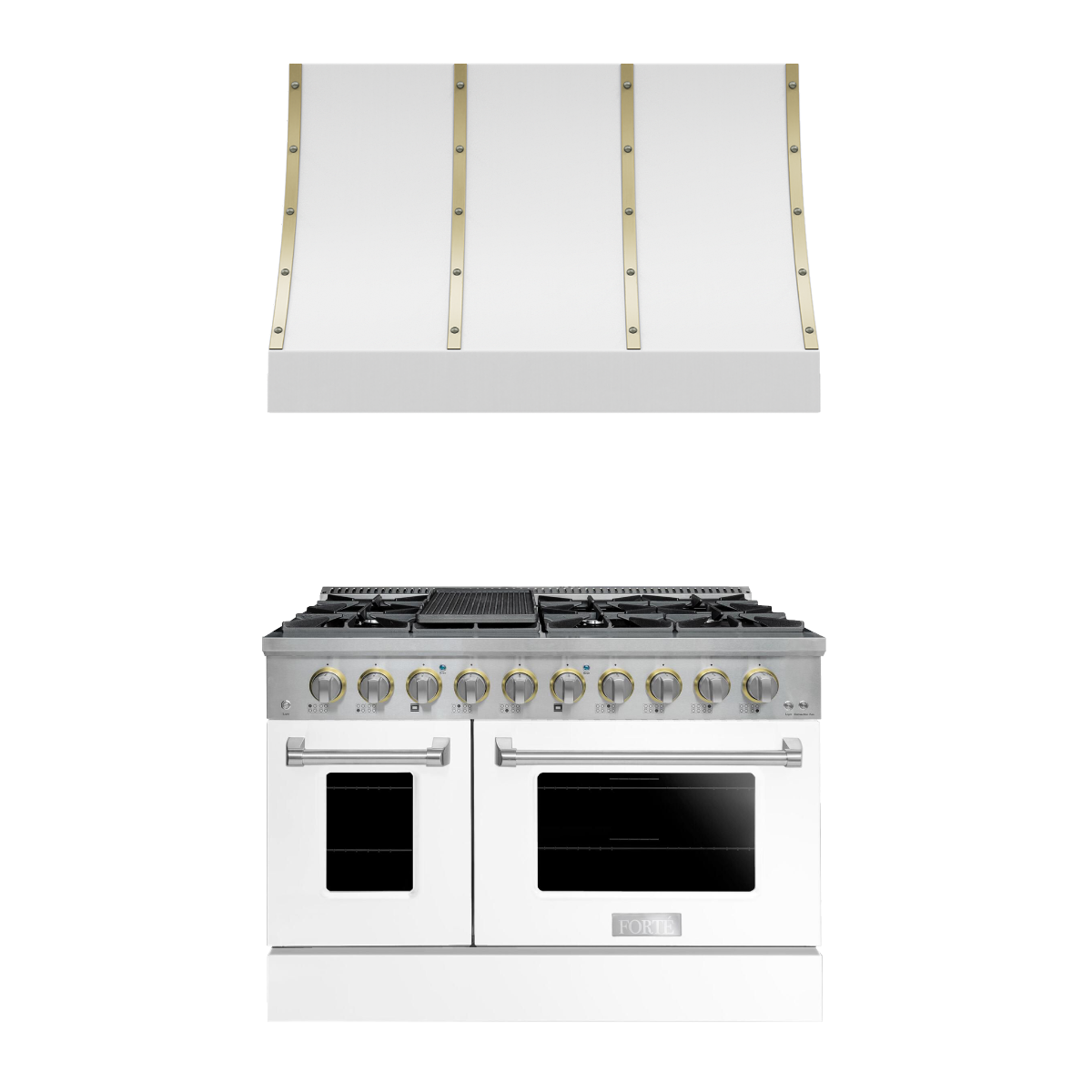 FORTÉ White, Brass, & Stainless Range with Premium CopperSmith Range