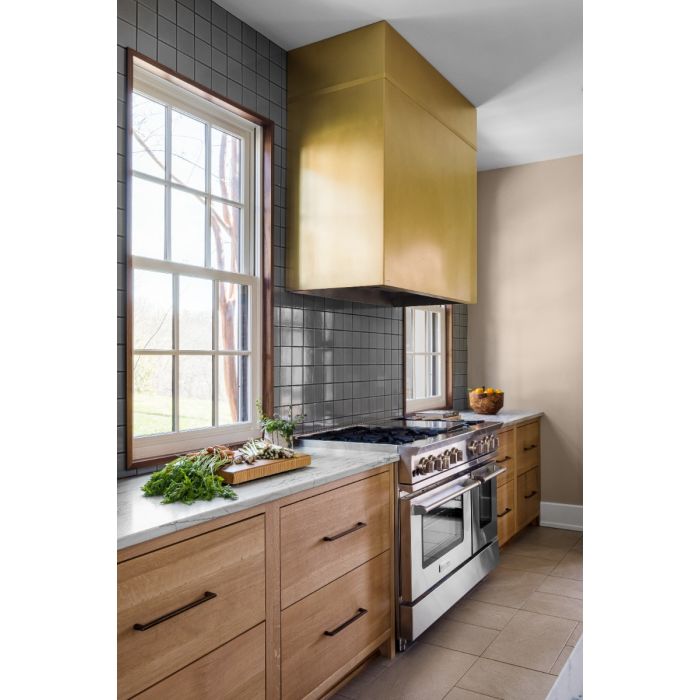 Brushed brass range hood discount