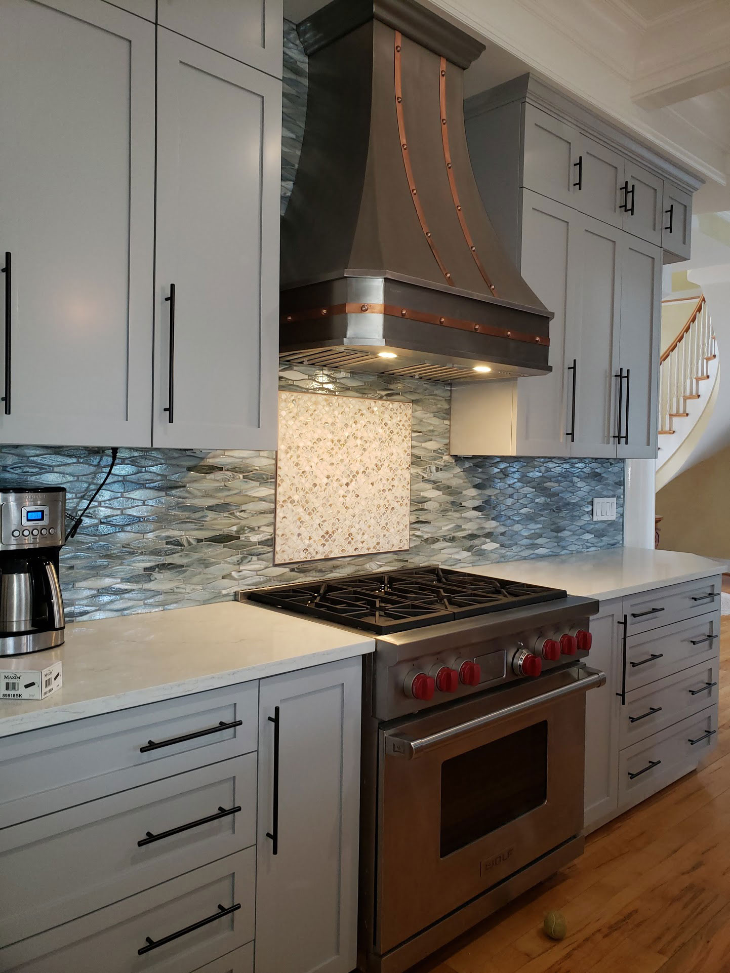 Charming cottage kitchen with creative kitchen sink idea, black kitchen cabinets marble kitchen countertops and backsplash