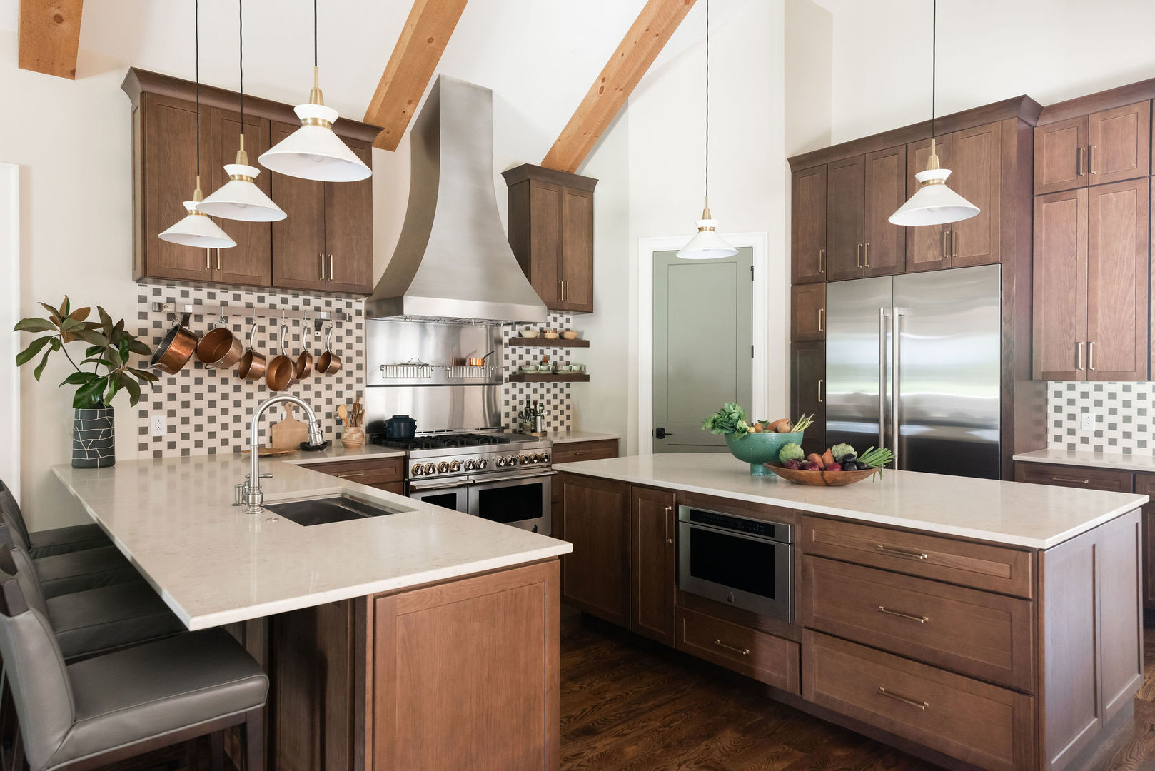 Kitchen design idea featuring beautiful kitchen sinks, cottage kitchen concepts, brown kitchen cabinets, marble kitchen countertops, marble backsplash designs